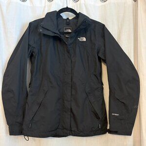 The North Face Hyvent Women's, Black Nylon Jacket with Detachable Hood, Size M